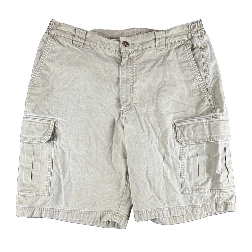 L.L. Bean Shorts Mens 34 Beige Cargo Comfort Waist 10 Inseam Casual Summer